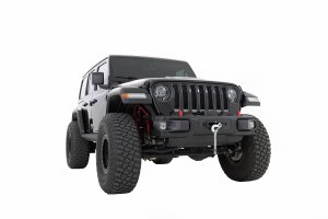 Jeep Gladiator JT Winch Mounting Plate - Rough Country - Modular Steel OE Bumper - Black - '18-'25